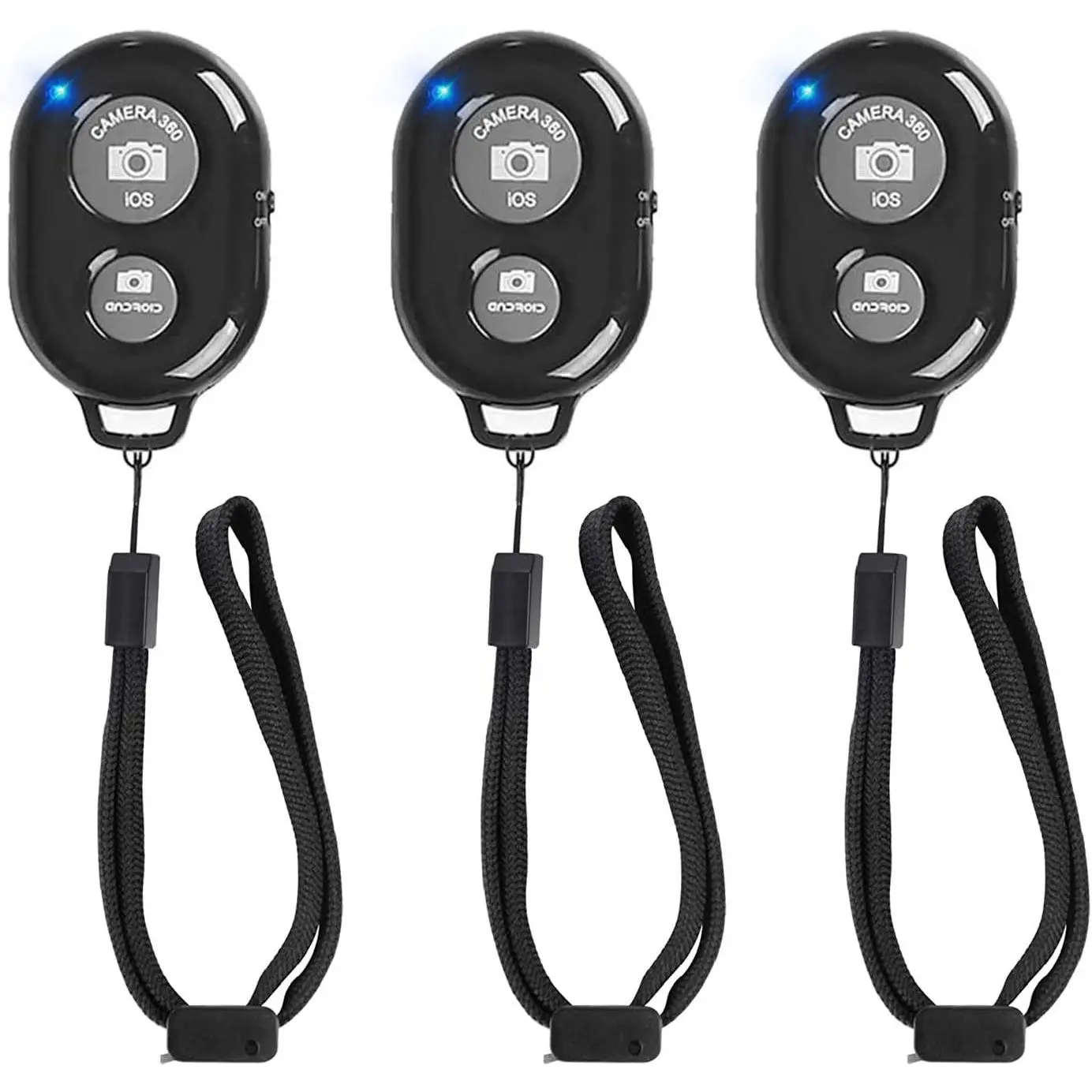 Wireless Remote Shutter for Cellphones and Tablets (3 Pack), AOQIYUE  Remote for iPhone/Android Camera Control, Selfie Clicker for Photos and Videos - Wrist Strap Included