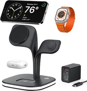 Wireless Charging Station for Magsafe Charger,Charging Station for Multiple Devices,Wireless Charger for iPhone 17 Air 16 15 14 13 12,Apple Watch,AirPods with LED