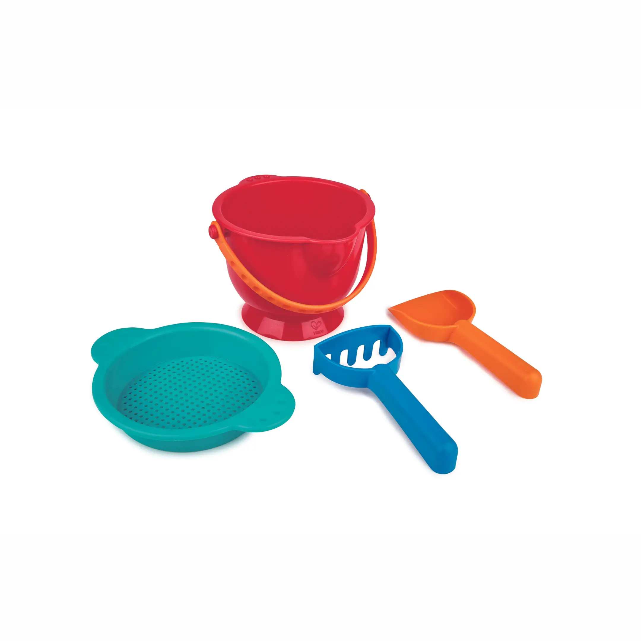 Hape Beach Basics Plastic Sand Toys Set - Durable, BPA-Free, Colorful Toddler Digging Playset with Gentle Corners, Smooth Finish, EN 71 & ASTM F963 Certified for Open-Ended Sand Fun & Outdoor Activity