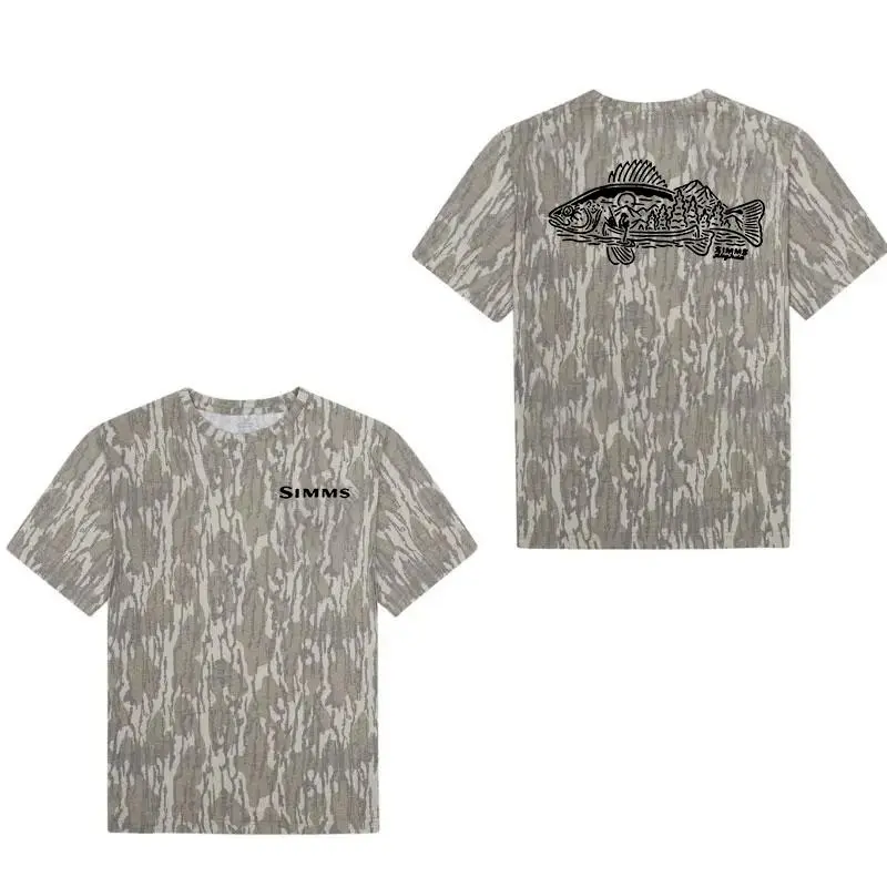 Simms Fish Graphic Camo T-Shirt,Fishing Camo T-Shirt,Hunting Camo T-Shirt,Full Color Camo T-Shirt,For Man,For Human,Perfect For Outdoor Enthusiasts