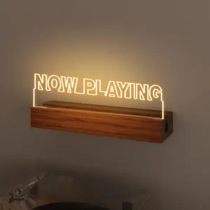 Now Playing Vinyl Record Stand Wall Mount, Light up Record Holder, Wooden Acrylic Display with Warm White Lights for Albums, Room Decor, for Vinyl Lovers Modern Abstract Art Unframed Art Print Decoration Items