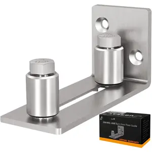 Barn Door Mounted Stainless Steel Sliding Door Guide-1 Pack (For Doors Up to 2 1/8 inches, Flush Bottom Design)