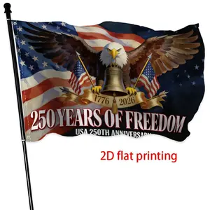 2D Flat - 2D Flat - 2D Flat Design, 1pc The American 250Th Anniversary Bald Eagle Flag, Celebrating 250 Years of Patriotism with a Single-Sided Hanging Flag Featuring Two Holes for Outdoor Courtyard Decoration