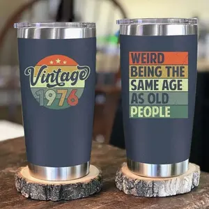 Vintage 50th Birthday Gift for Men, 1976 Gifts Tumbler 20oz, Retro Birthday Present Cup