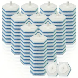 20/90-Piece Blue Disposable Toilet Brush Refills - 6-Sided, Scrubbing Bubble Pads For Efficient Cleaning In Bathroom, Kitchen & More, Household Cleaning Supplies
