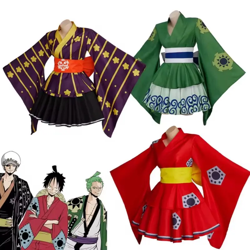 Anime Cosplay Luffy Cossplay Zoro Law Female Kimono Dress Outfits Halloween Costumes for Women
