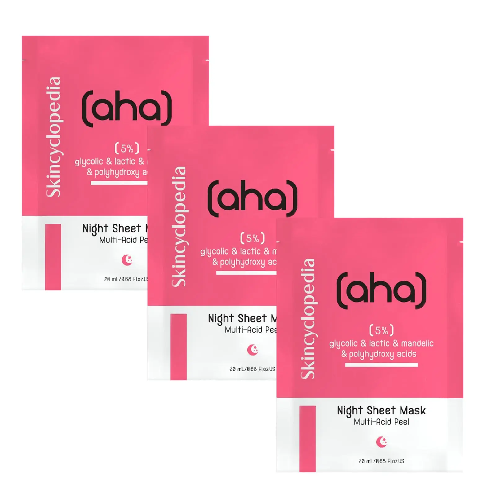 Skincyclopedia Glycolic Acid Sheet Mask Set, Anti-Blemish Solution, Anti-Aging Intense Hydrating Face Mask, Vitalizer Skin Booster, Reduce Wrinkles, Instant Brightening Firming Skin, Vegan. 3 Pack
