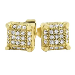 Small Cube CZ Micro Pave Earrings
