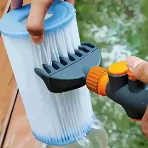 1pc Heavy Duty Pool and Spa Filter Cleaner Ergonomic Handle Rapid Cleaning System Durable Cartridge Cleaner Tool for Swimming Pool Hot Tub Spa Compatible with Sand DE Cartridge Filters Easy Maintenance Debris Removal Pool Filter Cleaning Accessory Tool