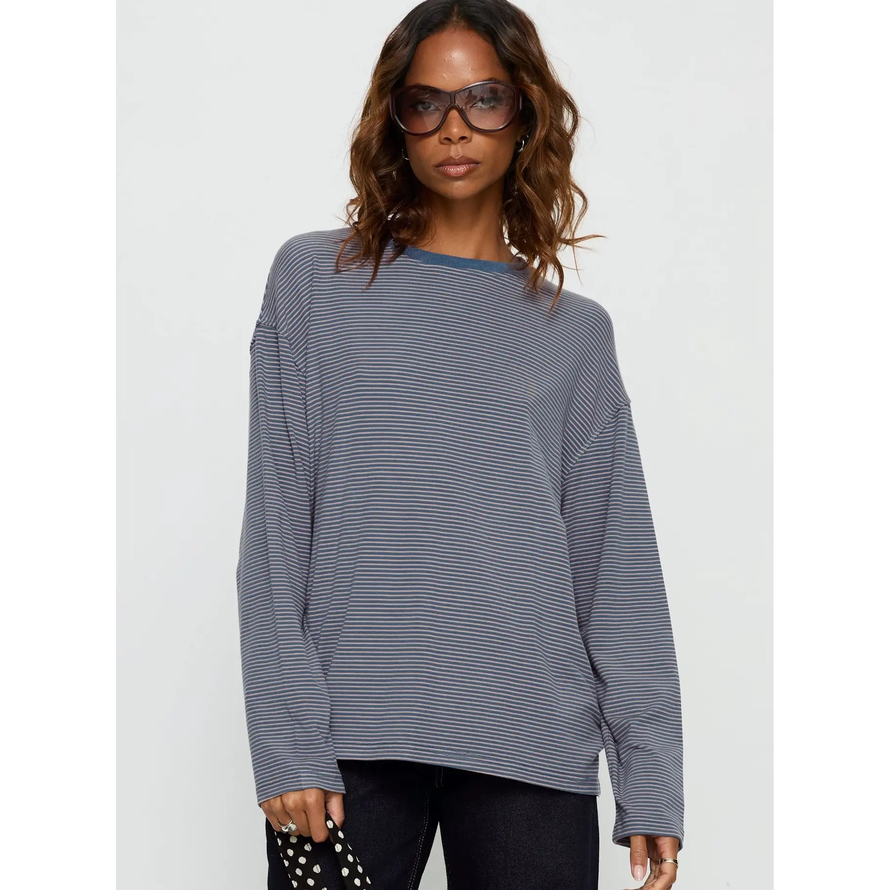madlin long sleeve top blue stripe - TikTok Shop