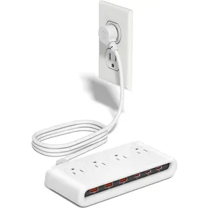 10-in-1 USB  Station with AC Outlets, Surge Protector Power Strip with USB Ports PD 20W, 4.9ft USB Extension Cord for Home/Office/Travelling Essentials