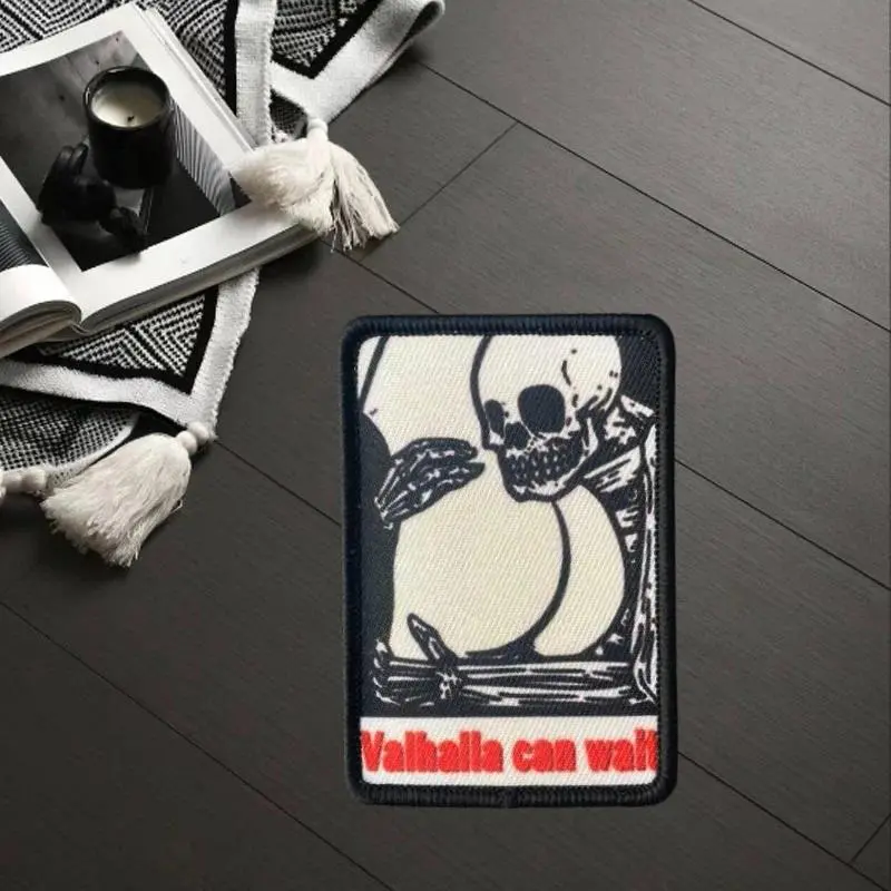 "Valhalla Can Wall" Tactical Patch Skeleton Morale Badge Print Hook and Loop Backpack Clothing Decorative Sticker Armband Flexible Patch