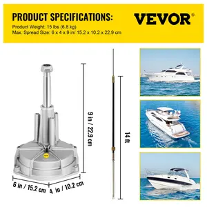 VEVOR Boat Steering System, Outboard Steering Kit with Boat Steering Control Cable 14' Steering Cable Marine Steering System 3/4 Shaft