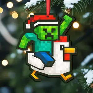 Personalized Minecraft Acrylic Ornament Temp, Christmas Tree Decoration, Decor Home, 2D Flat