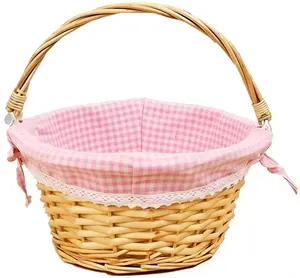 Easter Basket, Nature Easter Baskets for Kids, Large Wicker Easter Basket Empty with Handle, Basket Tags, Woven Rope Egg Easter Baskets for Boys Girls Babies Toddler Infant, picnic basket