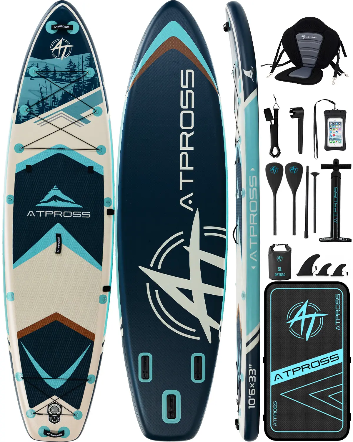 [DealsForYouDays] Inflatable Paddle Board 10'6"x33" for Adults, Extra Wide Outdoor Stand Up Board with Anti-Slip EVA Deck, 400lbs Capacity, Includes Kayak Seat, Travel Bag & Repair Kit for Yoga, Pro, Blow Up Paddle Board