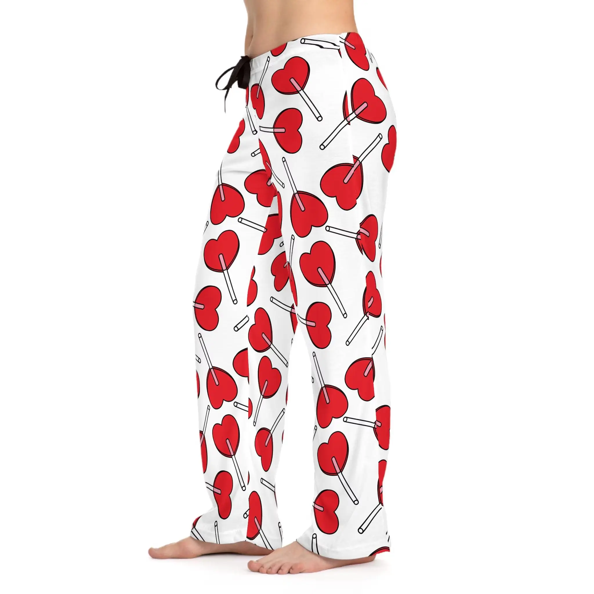 Red Heart Lollipop Pattern Pajama Pants | Valentine Sleepwear Leah