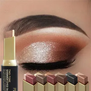 6pcs/set Push-pull Two-color Eyeshadow Stick - Gradient Metallic Eye Makeup, Waterproof and Sweatproof, Smooth and Easy To Apply, Pearlescent Matte Finish, Stylish Metal Case, Glitter Duochrome Matte Shimmer Eyeshadow, Valentine's Day Gift