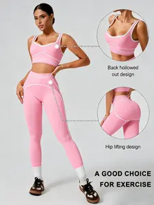 Women's Seamless Colorblock Yoga Set, Quick-Dry High-Waisted Workout Clothes, Gym & Daily Wear, All-Season Fashion Sportswear
