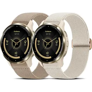2 Pack Elastic Band Compatible with  Venu 3S/Vivoactive 4S/Venu 2S/Venu 4 41mm/Vivomove 3S, 18mm Adjustable Nylon  Strap for Forerunner 265S/255S Men and Women