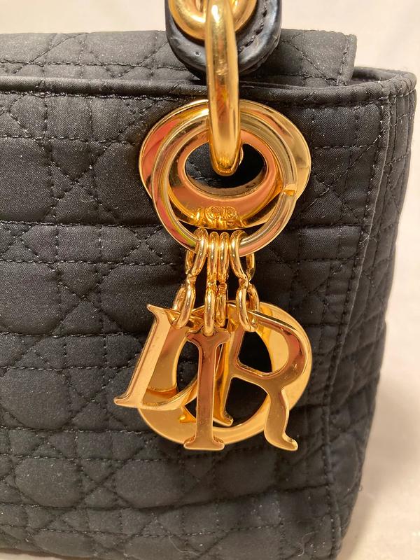 Pre-owned CHRISTIAN DIOR Nylon Top Handle Bags Black Mini Lady Dior Bag