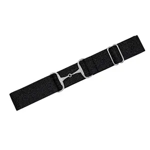 CELAEQ 1.5 inch, Equestrian Belt for Horseback Riding, Adjustable Elastic Belts for Girls, Belt for Riding Breeches (Sparkling Black Glitter with Silver Rhinestone Buckle)