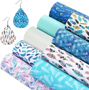 6 Pcs 7.7" x 12.9" ( 20 cm x 33 cm) Bump Texture Printed Faux Leather Fabric Sheets Leather Fabric for DIY Bows Earrings Making Crafts ( C)