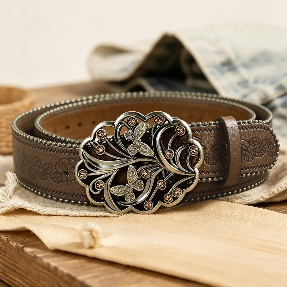 Cherrybetty Vintage Rhinestone Butterfly Pattern Belt Belts For Women