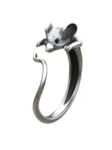 Mouse Wrap Ring: Handmade Adjustable Animal Ring Adjustable Rings