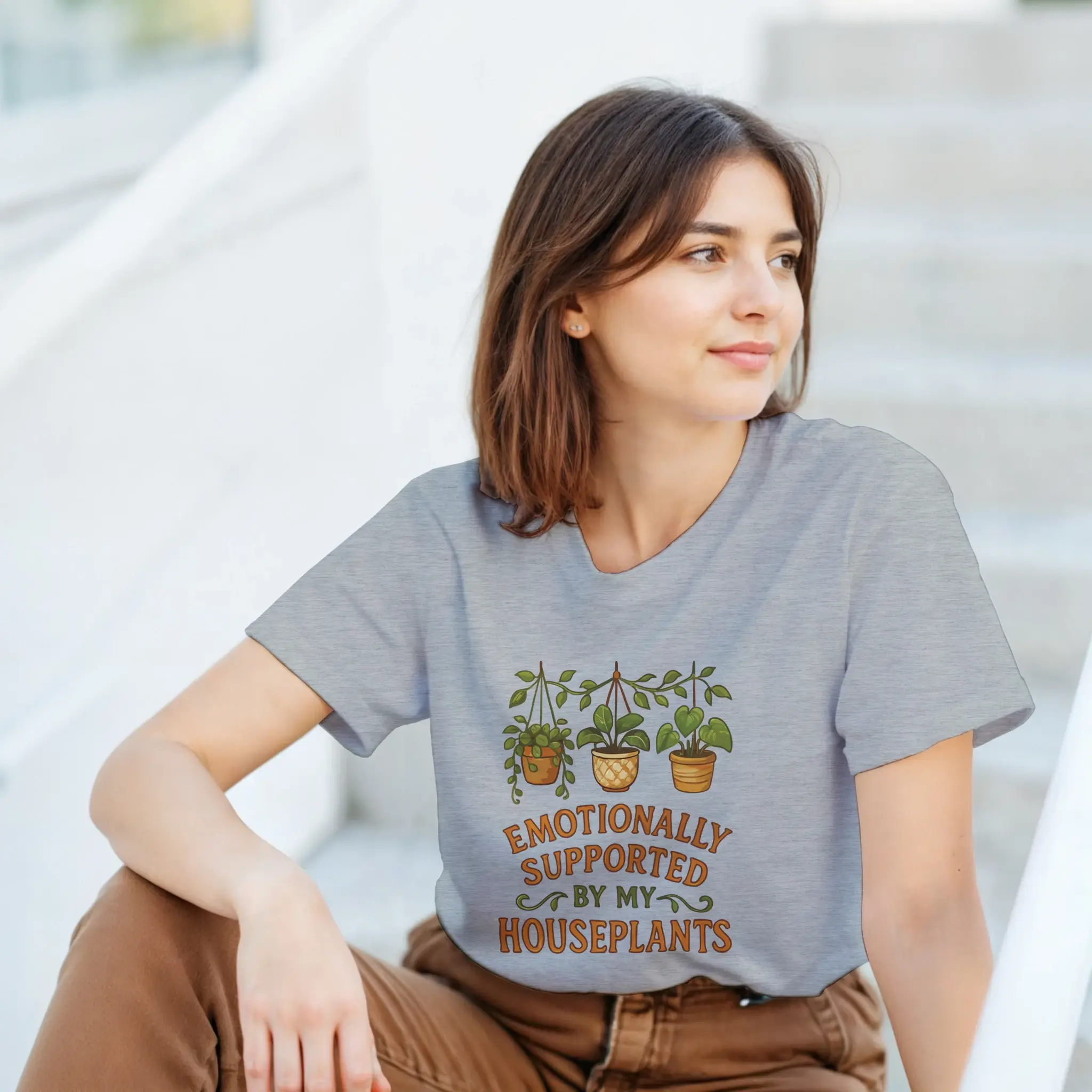 Emotionally Supported By My Houseplants - Heavyweight Unisex Crewneck T-shirt | Gildan® 5000