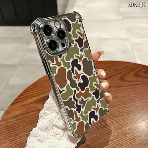 Duck Hunter Camouflage Pattern Four-corner drop-proof TPU phone case for iPhone 16 15 14 Pro Max 13 12 11 Plus shockproof full camera protection durable slim silicone case mobile phone case Cover Protective Casing Screen Protector