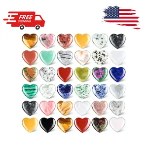 40 Pcs 0.8 Inch Heart Shaped Crystal Worry Stone Bulk Heart Rock Tiny Trinkets