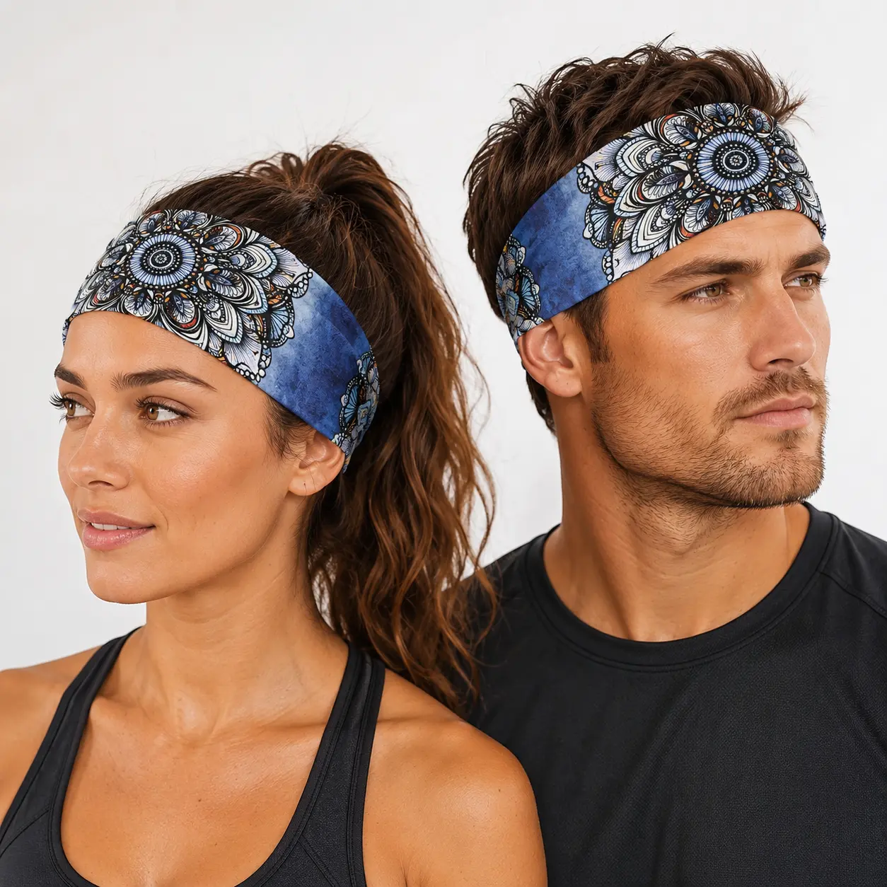 RAVEbandz The Pro Wide No Slip Headband | Elastic Sports Headband for Running, Workout, Yoga, Gym & Daily Wear | Sweat Wicking Women's Fitness Hair Accessory (Wanderlust blue)  Sweat Bands For Head
