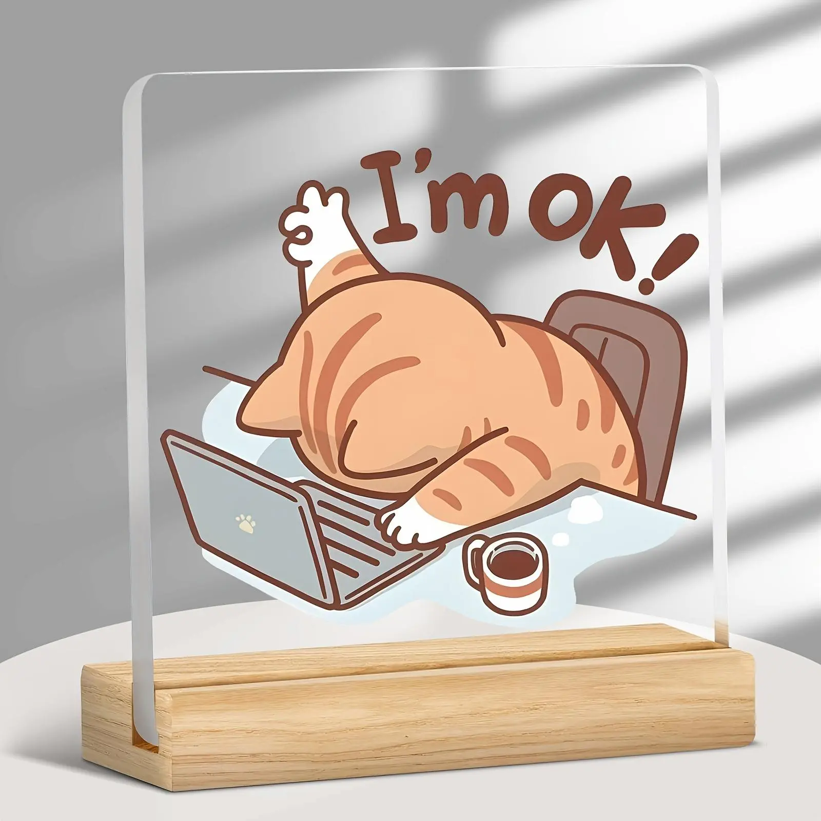 Acrylic Desktop Decorative Ornament, Funny Cat Design Desktop Decoration, Office Home Decor, Birthday Gift, Holiday Gift for Coworker Leader, Acrylic Plaque Decor, Novelty Decor, Home Decor Gifts
