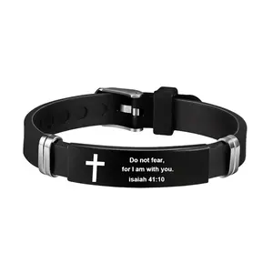 SUPAC Christian Cross Bracelet - Isaiah 41:10 Scripture, Silicone