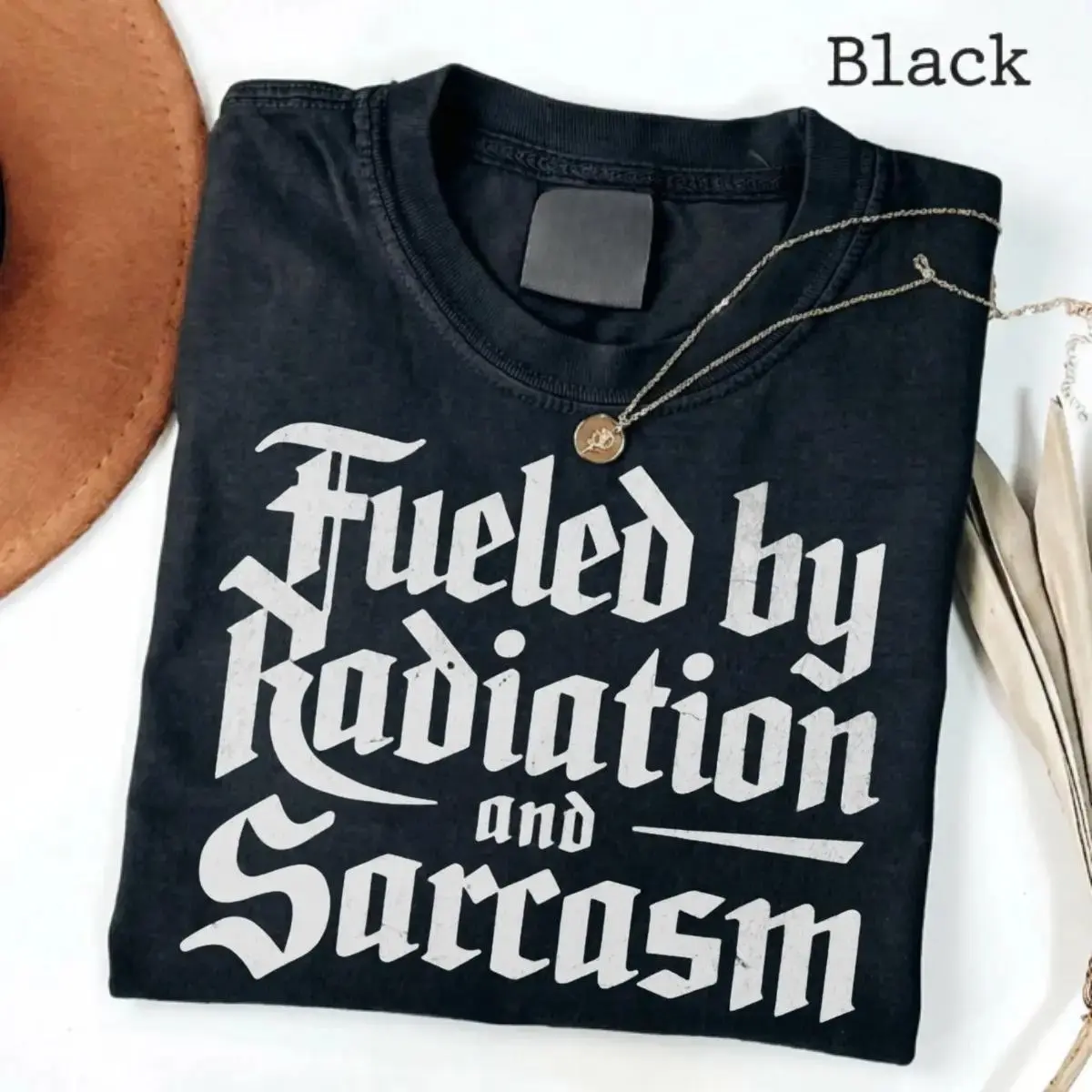 Women's Short-Sleeve Seamless Casual Everyday Radiation & Sarcasm Print T-Shirt - Unisex Cancer Warrior Survivor Gift, Prints, Shortsleeve