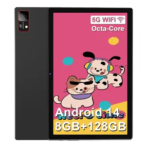 Kids Tablet 2025 Android 14 Tablet with Keyboard, Parental Control 8(4+4)GB+128GB+1TB Expand, 10.1 Inch Octa-Core 2-in-1 Tablets with HD IPS Display, 5G WiFi, 6000 mAh Battery, Split Screen, Face Unlock, Mouse, Case, GPS