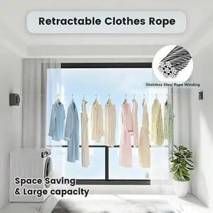 Tight Lock Retractable Clothesline | Wall Mounted Laundry Drying Rope for Balcony, Bathroom & Hotel | No Drilling Option