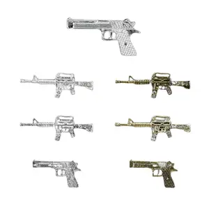 Nail Charm Gun shape Alloy with Rhinestones 6pcs/bag