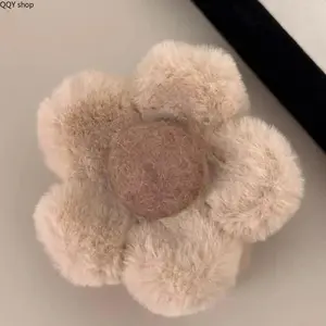 2Pcs Plush Flower Hair Claw Clips, Fluffy Fuzzy Non-Slip Claws, Cute Fall & Winter Hair Accessories, Strong Hold Easy Grip Design, Trendy Floral Styling Decor for Women, Ideal for Daily Wear, Casual Outfits & Cold Weather Looks