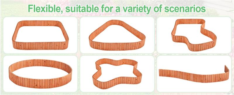 Yaheetech Garden Wooden Short Fence, 2/6pcs Outdoor Landscape Edging Flexible Decorative Border for Yard Patio Pathway Lawns Courtyard Maintenance