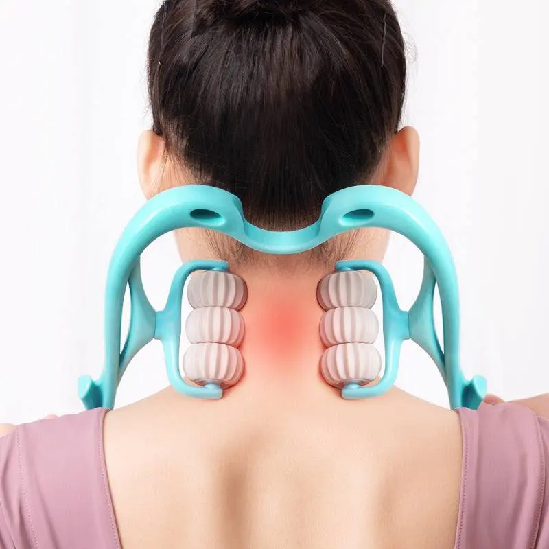 6 roller neck massager Multifunctional Manual Six-Wheel Neck Massager Roller Massage Tool for Relieving Tension