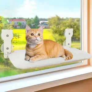 Cat Window Perch Hammock with Strong Suction Cups - Sturdy Metal Frame Cat Bed with Foldable Reversible Soft Furry Cushion - Perfect Window Seat for Cats and Kittens Peyela
