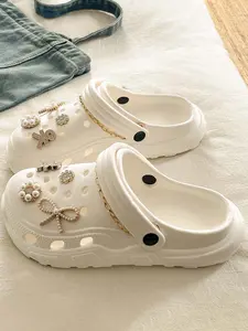Chic Pearl & Chain Platform Clogs - Luxe Aesthetic, Height Boost, DIY Charms, Trendy Summer Shoes!