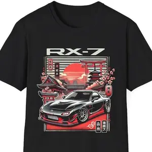 Mazda RX7 Unisex T-Shirt Car Enthusiast Tee JDM Apparel Cotton Car Lover Shirt Automotive Gift Shortsleeve Streetwear Menswear