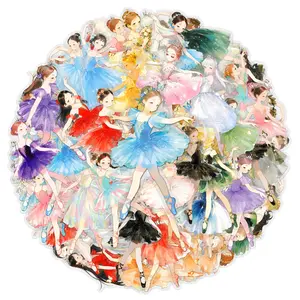 100sheets two sets of repetitive ballet girl cute cartoon stickers diy scooter car creative transparent stickers Car Decals