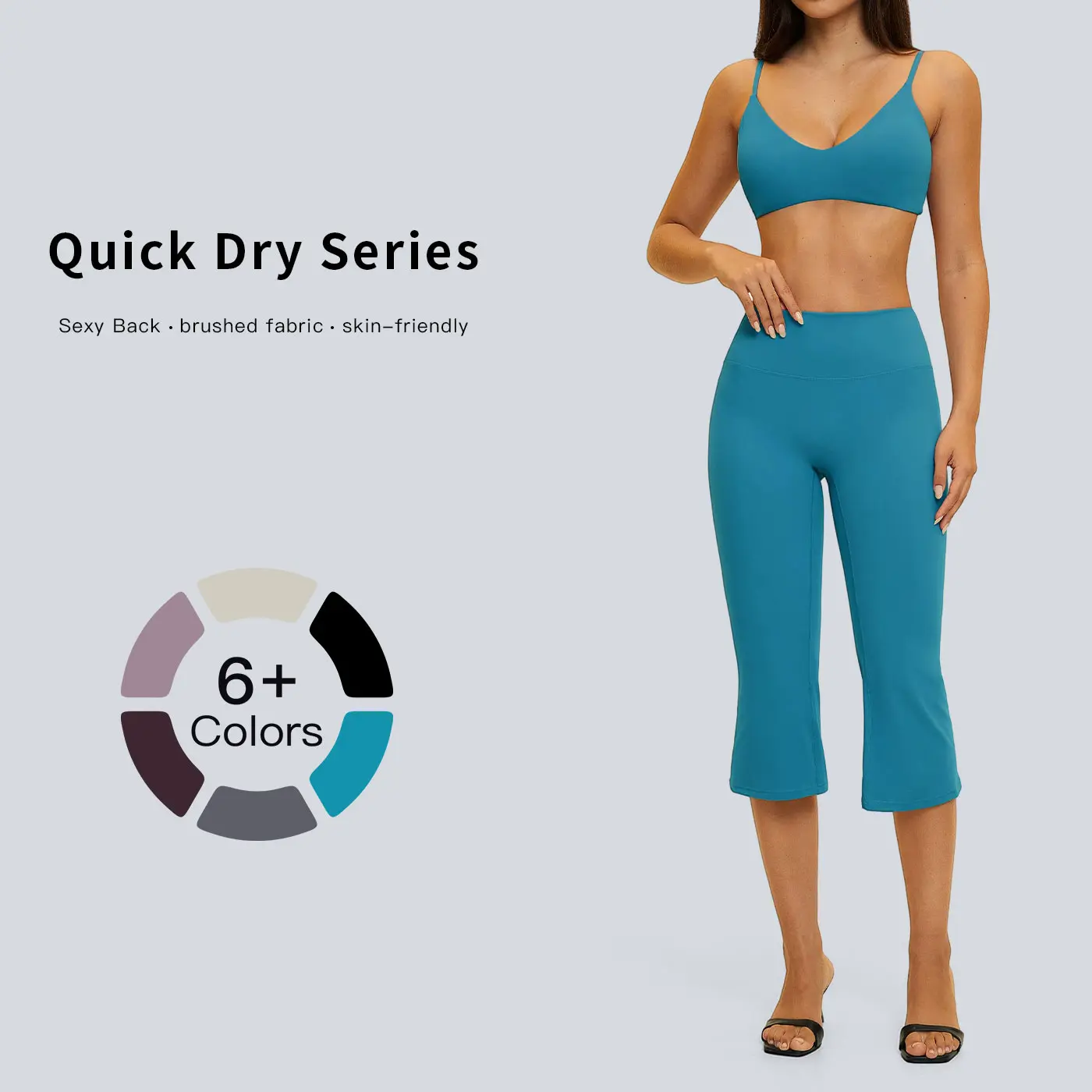 Tenwolf Women’s Casual Sports Yoga Set — Shock-Absorbing, Beautiful Back Design, Butt-Lifting High Waist, Running Two-Piece for Outdoor Fitness