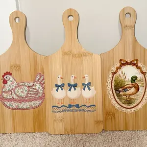 Mini Cutting Board Decor with Embroidered Chicken, geese, and Duck Design for Kitchen Decor