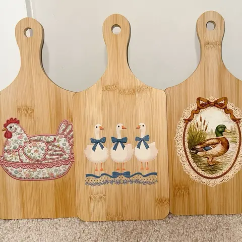 Mini Cutting Board Decor with Embroidered Chicken, geese, and Duck Design for Kitchen Decor