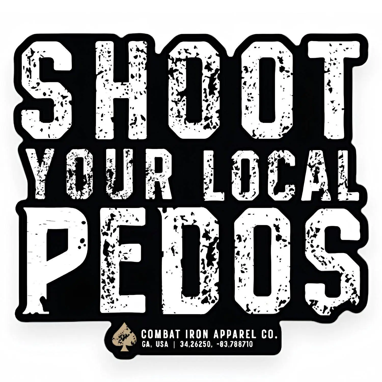 COMBAT IRON Anti-Child Predator Durable Vinyl PVC Retro Decorative Sticker - 4x3.6in, Weatherproof, Dishwasher Safe, Easy to Remove Accessory for Quad, Vehicle, Bottles, Hard Hat